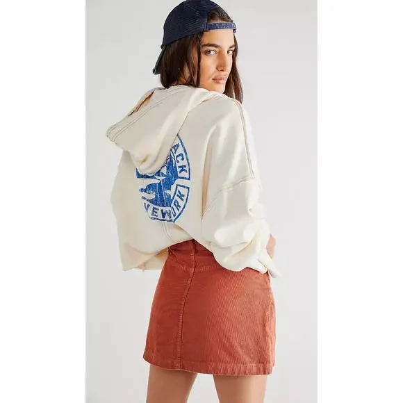 Free People Skirt Burnt Orange Corduroy Ray Cord Mini Button Front High Rise 6 - Picture 11 of 12